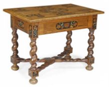 A Marquetry Inlaid Centre Table, with cross banded supports, 19th Century