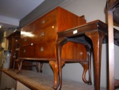 Walnut chest of two short and two long drawers on short cabriole legs together with a rectangular