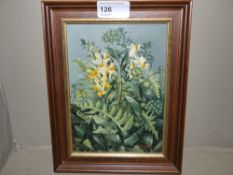 Burrows Wild Hedgerow Plants, oil on board, signed to lower right, 18cm x 13cm
