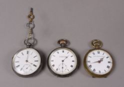 Three late 19th century and early 20th century pocket watches, a Victorian silver open faceted