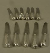 A set of six 19th century silver pistol handled dinner knives with steel blades by Croisdale & Co