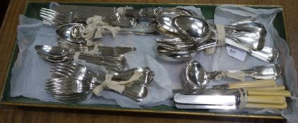 A quantity of good quality EPNS fiddle and thread flatware, initialled 'C', comprising a pair of