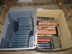 Two boxes of assorted books including 21 Waverley novels