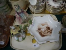 A Royal Doulton china figure Suzette, HN1487, together with a Coalport china dove cote cottage