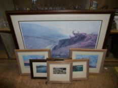 Seven coloured prints by and after A B Hayman, all signed, three limited editions, Wigeon Sunset