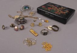 A small collection of 9ct scrap jewellery, total approximate weight 11gm, together with a George