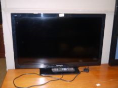 A Panasonic flat screen television with remote control, 32