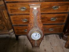 A Continental wall clock with inlaid back board and gilt bezel