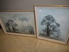 After David Shepherd, winter plough and another similar, country landscapes in winter time