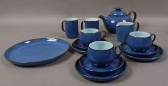 A Denby ware blue glaze tea service
