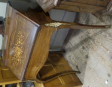 A late 19th century rosewood ladies writing desk, having a three quarter gilt metal gallery above