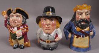 Three Manor pottery character jugs