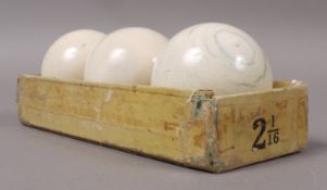 Three late Victorian/Edwardian ivory billiard balls