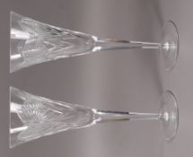 A pair of Waterford crystal Millennium champagne flutes in presentation box