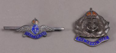Two sweetheart brooches both in silver and enamel for The Royal Navy and Fleet Air Arm