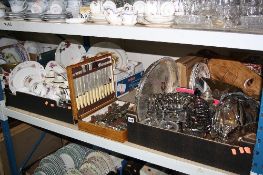 A PAIR OF VICTORIAN SILVER SUGAR TONGS, a repaired silver butter knife, canteen of silver plated