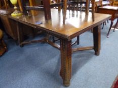 A FRENCH STYLE OAK DRAW LEAF DINING TABLE, approximate size extended length 260cm x width 100cm x