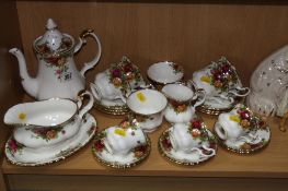 ROYAL ALBERT 'OLD COUNTRY ROSES' TEA/COFFEEWARES, etc, to include sauce boat/stand, coffee pot,