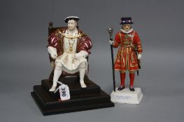 A WEDGWOOD LIMITED EDITION FIGURE, 'Henry VIII', 2294/4500, on wooden plinth, together with