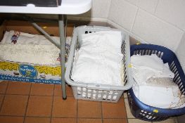 THREE BOXES OF LINEN, etc