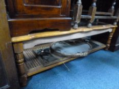 A COFFEE TABLE, with undershelf and two gilt framed wall mirrors (3)
