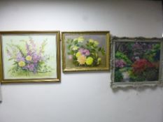 B. EVANS, 'AZALEAS, TREWIDDEN GARDENS', oil on canvas, signed lower right, titled verso, 49cm x