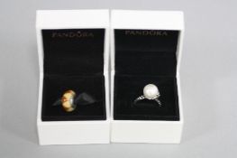 TWO BOXED PANDORA ITEMS, ring and a charm