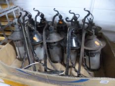 A BOX CONTAINING, ten metal wall hanging lanterns