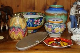 SIX CERAMIC ITEMS, including Poole Pottery and Shelley (hairline) etc (6)
