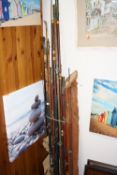 A BUNDLE OF FISHING RODS, including a Hardy Palakona split cane rod (s.d.)