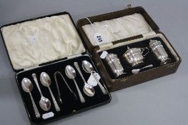 A CASED GEORGE VI SILVER SET OF SIX TEASPOONS AND SUGAR TONGS, Sheffield 1937/38, 3.3ozt, 104 grams,