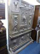 A CARVED STAINED HALL STAND, (sd, losses, etc for restoration)