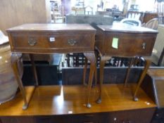 A MAHOGANY SIDE TABLE, with single drawer and a similar smaller table (sd) (2)