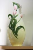 A GRAFF PORCELAIN VASE, decorated with raised Tulips and foliage, height approximately 47.5cm