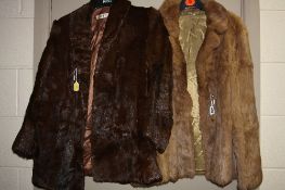 A FUR JACKET, size 18 and another with 'City Fur House' label (stiff) (2)