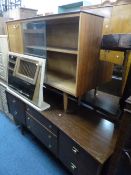 A TEAK DRESSING TABLE, with single mirror and a bookcase (2)