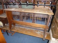 A TALL BENCH WITH STRETCHER BASE, approximate size length 123cm x height 70cm