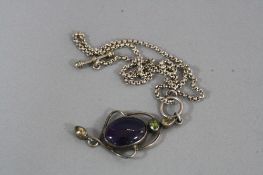 AN AMETHYST AND PERIDOT SILVER NECKLACE