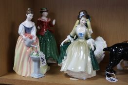 FOUR ROYAL DOULTON FIGURES, 'Alexandra', HN3286, 'Elegance', HN2264, 'April', HN3693 and 'Holly',