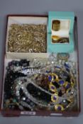 A TRAY OF COSTUME JEWELLERY, etc