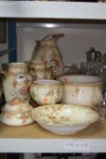 FIELDINGS CROWN DEVON BLUSH IVORY WARES, including a pair of 'Spring' pattern vases (s.d.) (8)