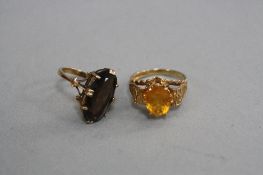 TWO 9CT DRESS RINGS, ring sizes N1/2 and K1/2 (2)