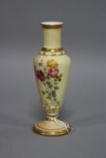 A ROYAL WORCESTER BLUSH IVORY BUD VASE, shape No.1726, Rd.No.227601, puce factory mark, height