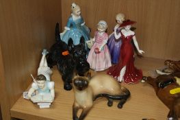 A GROUP OF ROYAL DOULTON/COALPORT FIGURES, to include Scottish Terrier Ch.'Albourne Arthur'