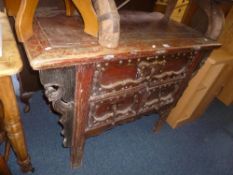A PAINTED HARDWOOD CHEST, of one long and short short drawers, approximate size width 111cm x