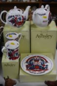 FIVE BOXED AYNSLEY ROYAL COMMEMORATIVE ITEMS, to commemorate 60th Anniversary of Coronation of HM