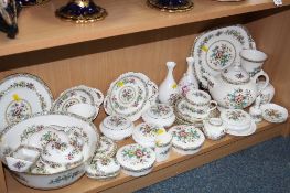 COALPORT 'MING ROSE' TRINKETS, TEAWARES, BOWL, PLATES, etc (over 30 pieces) and a 'Shrewbury' vase