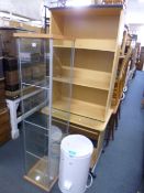 A MODERN GLAZED DISPLAY CABINET, and a modern open bookcase (2)