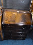 A MODERN MAHOGANY WRITING BUREAU lacking interior (key)