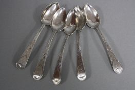 FIVE SILVER GEORGIAN SPOONS (Thomas Wheatley, Newcastle)